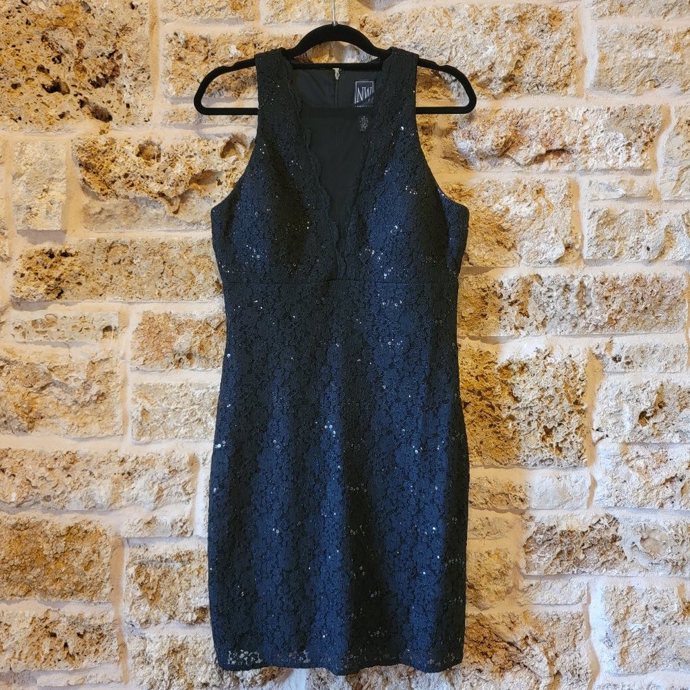 NW Nightway Black Lace & Sequin Dress